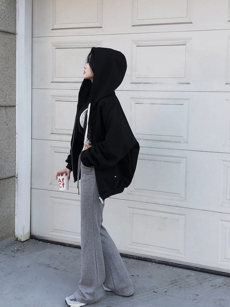 [Bellied made] Movening Color Blocking Two-Way Hooded Zip-up