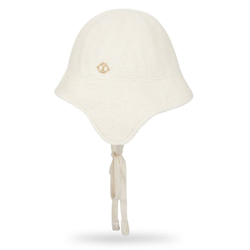 VA Curved Circle Logo Flap Bonnet Hat / Cream