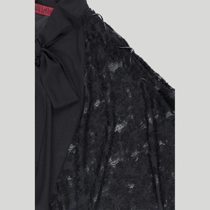 RIBBON TIE CAPE BLOUSE