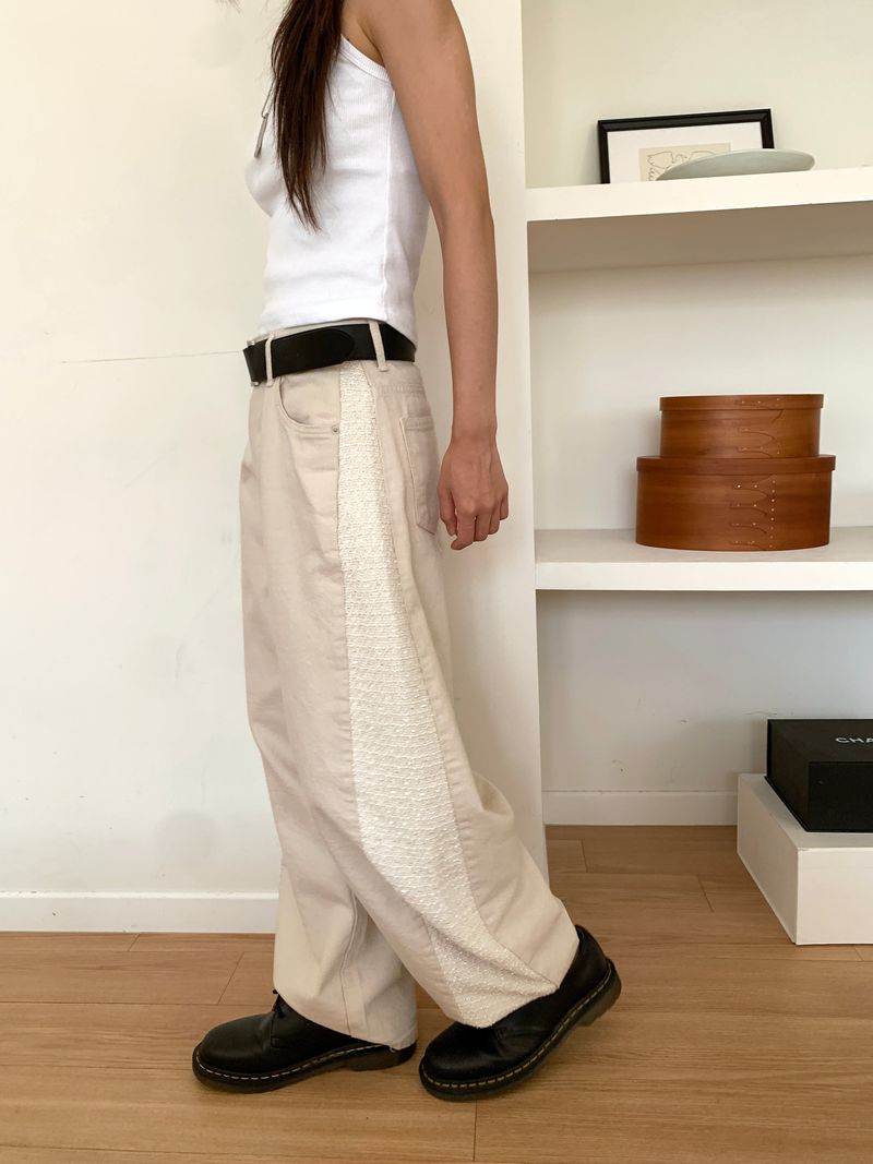 TWILL MIX CURVED PANTS (2C)