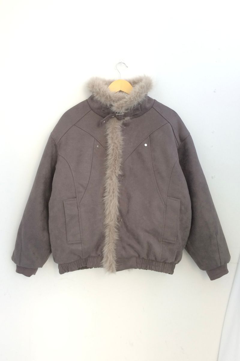 Milkfur high neck suede jumper