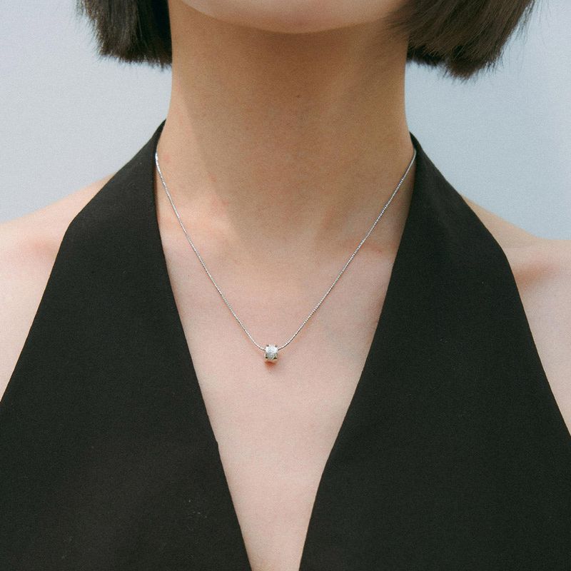 TEXTURE RING NECKLACE (SILVER)