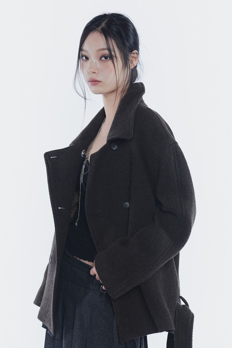 AMBER BELTED DOUBLE COAT brown