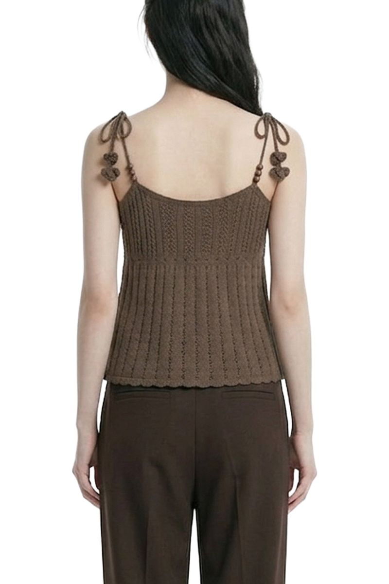 Blanc Crochet Ribbon Strap Knit