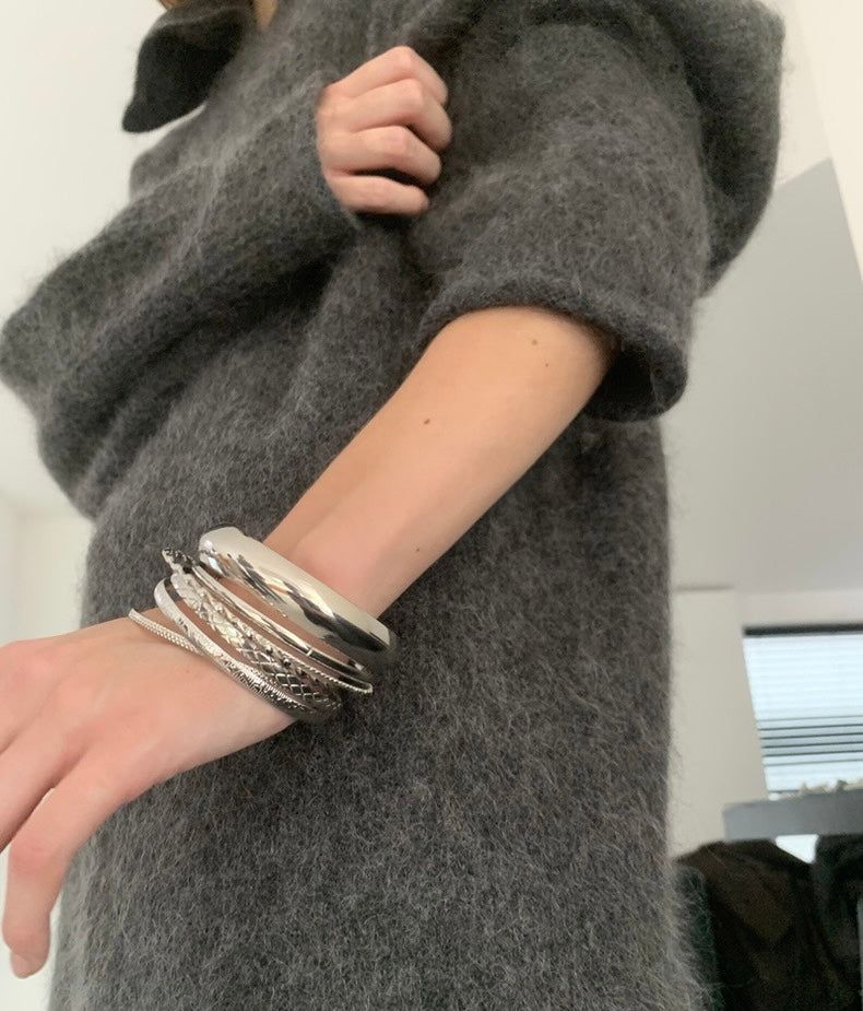 Mixed silver bangle SET