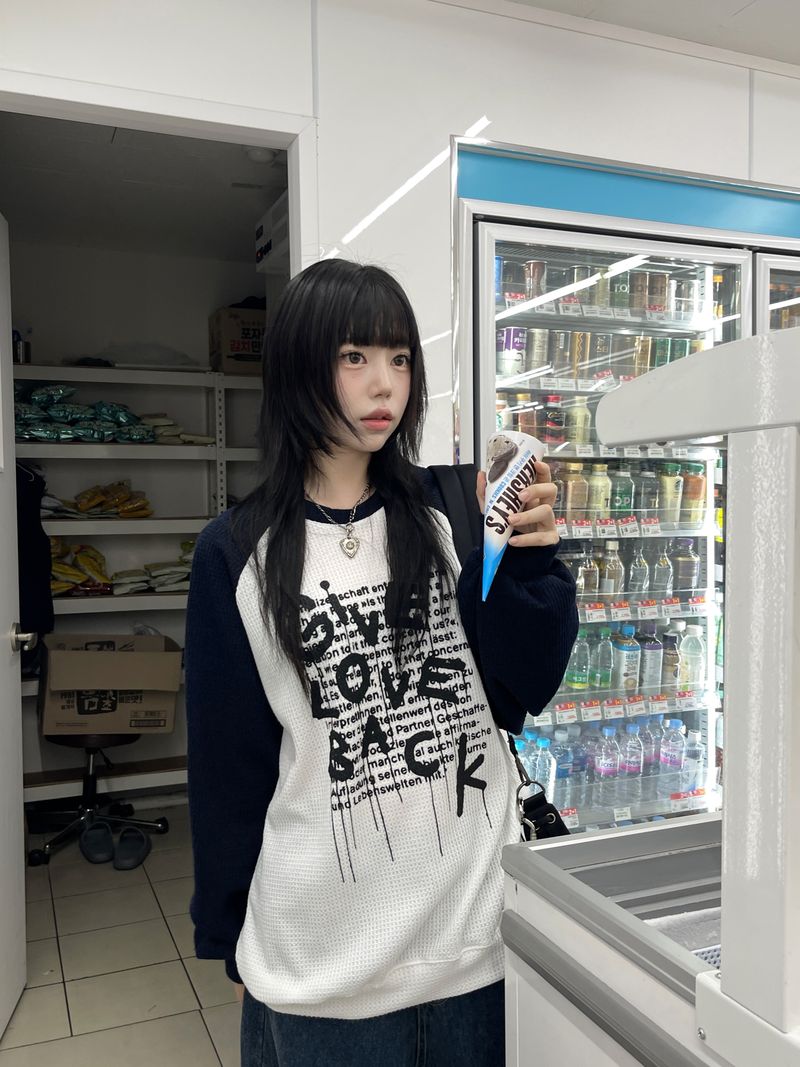 Shino raglan waffle sweatshirt 