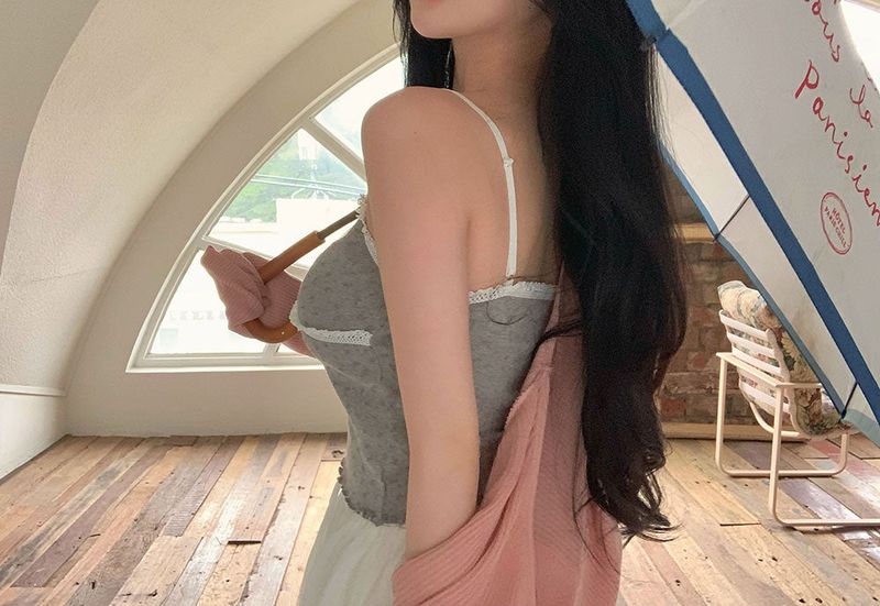 [BELLIDE MADE] FLOWER PATTERN LACE sleeveless camisole