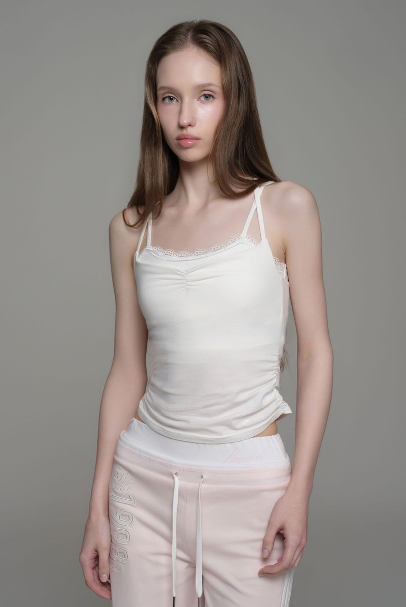 Strawberry milk sleeveless top, White