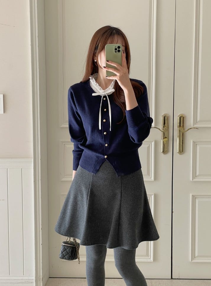 iam mari（アイアム マリ）の「Kiren Layered Ribbon Blouse Knit Cardigan（Tops）」