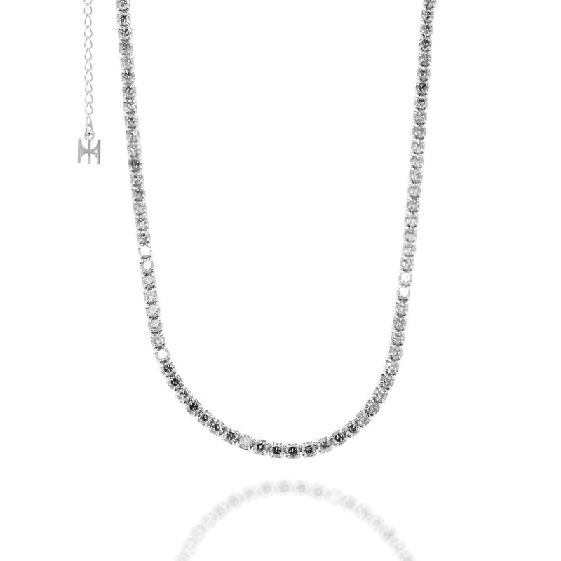 [S925] White Mini Tennis Necklace (white silver)