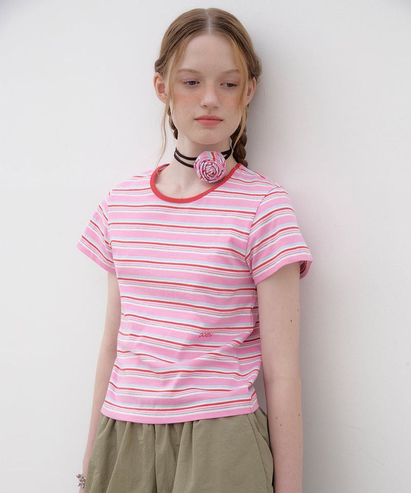 Multi Striped T-shirt - Pink