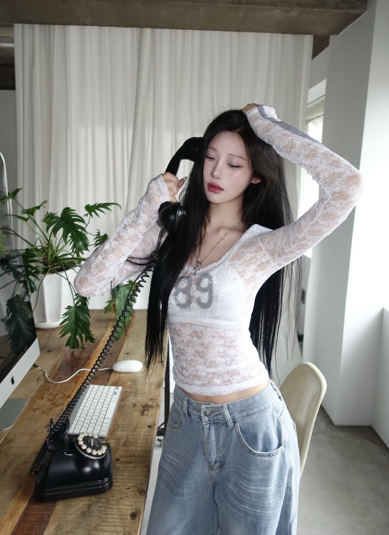 Sheer Lace Numbering Tee