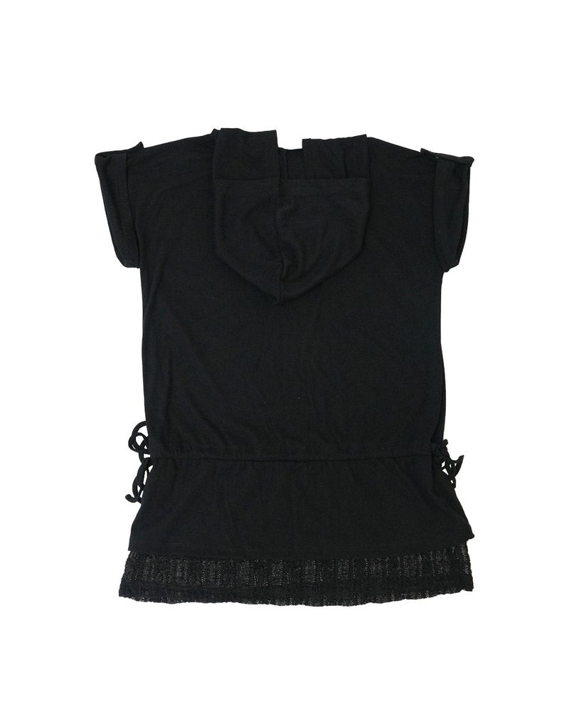 eyelet lace hood op / black