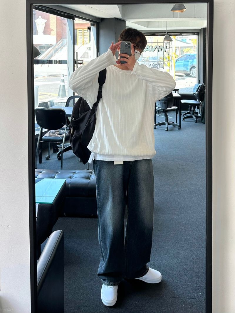 ドローダークブルーデニムパンツ