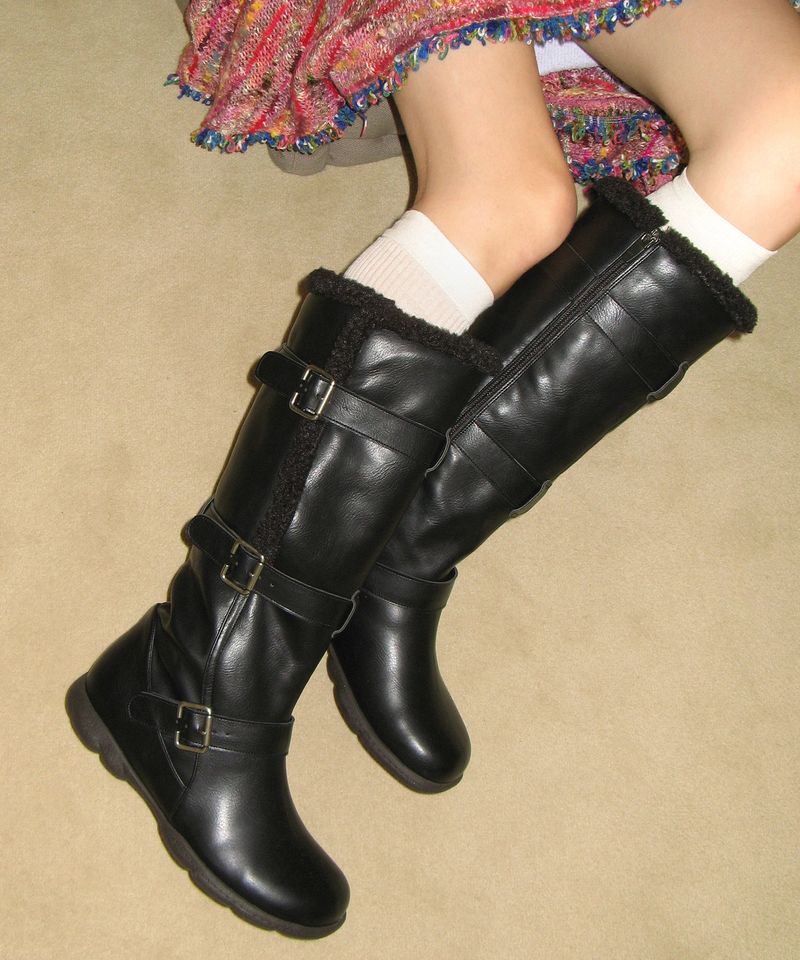 Ember 0034. Belted Fur Boots - 2colors
