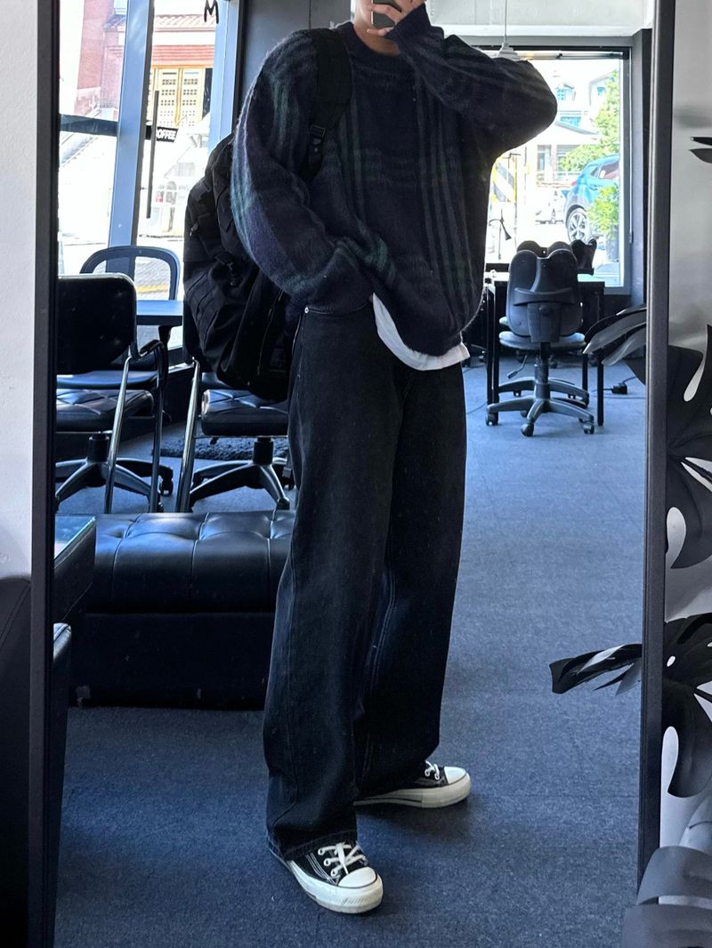 maranda check loosefit knit