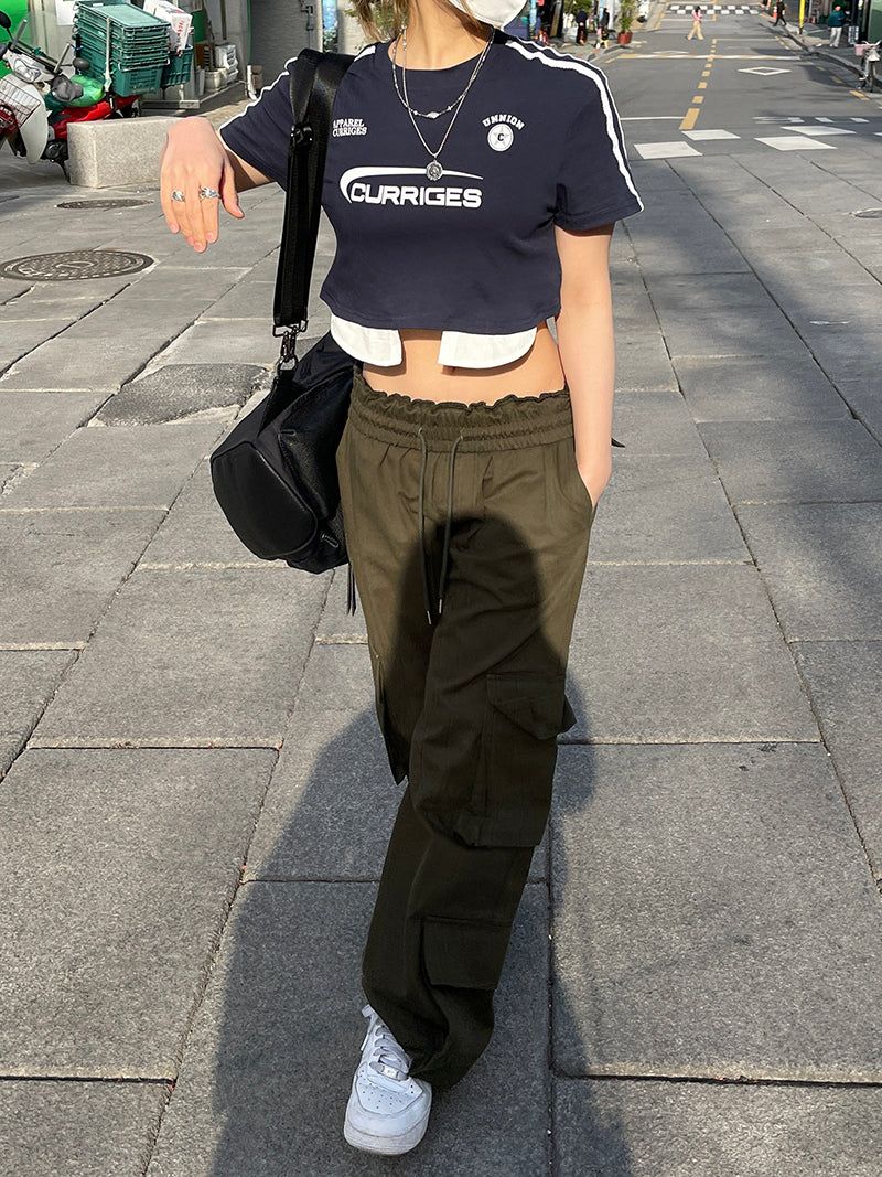 Y2k Sporty Racing Crop Tee