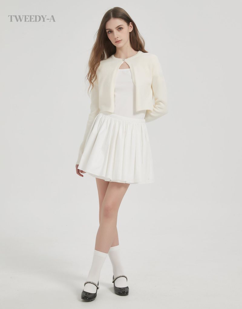 Catherine Hart one-button knit cardigan ivory