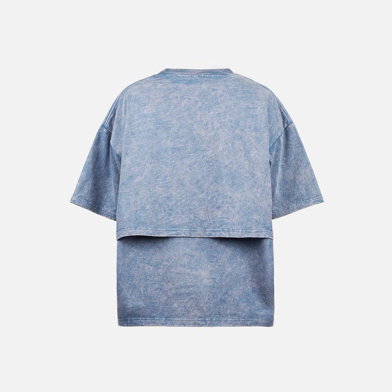 HIERARCHY STUDIOS ENE - Washed Blue Layered ENE Boxy Oversized T-Shirt