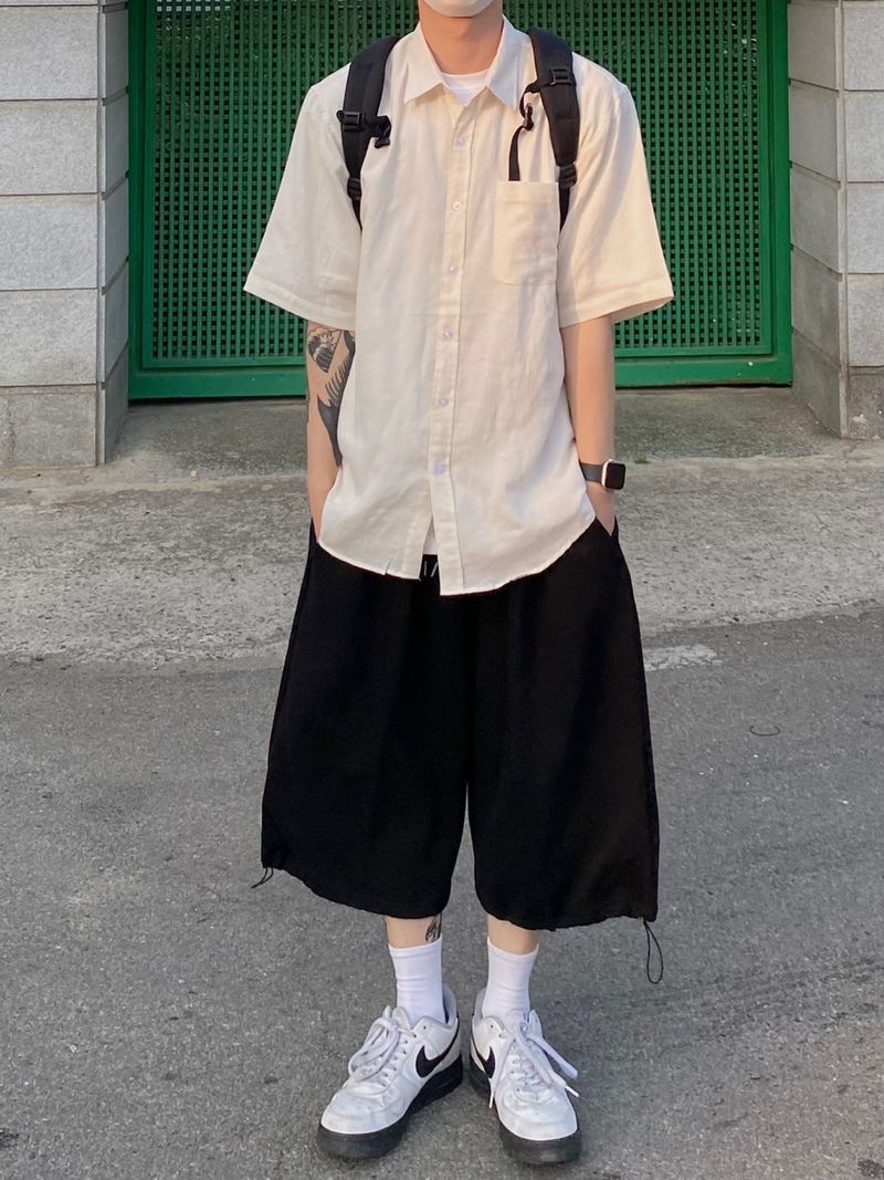 Basic linen short sleeve shirt 4C