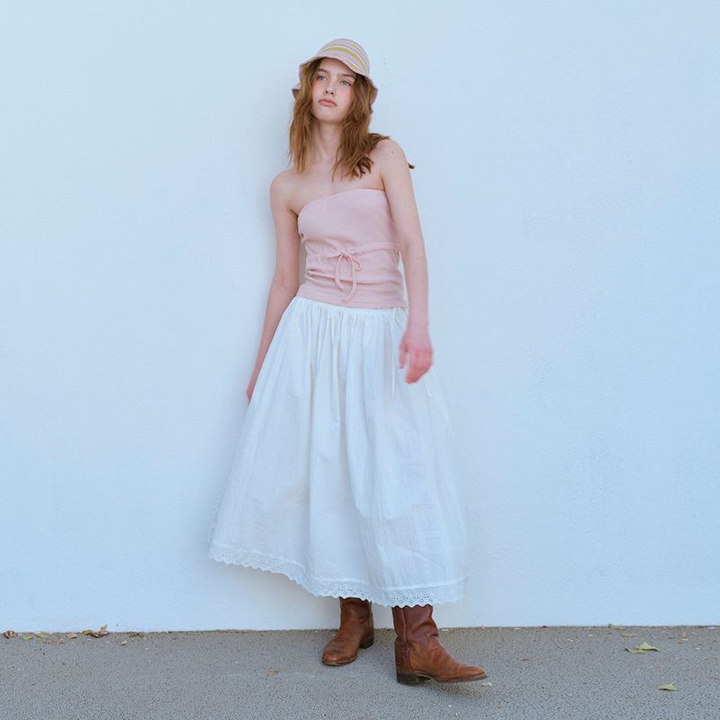  WAFFLE TUBE TOP, PINK