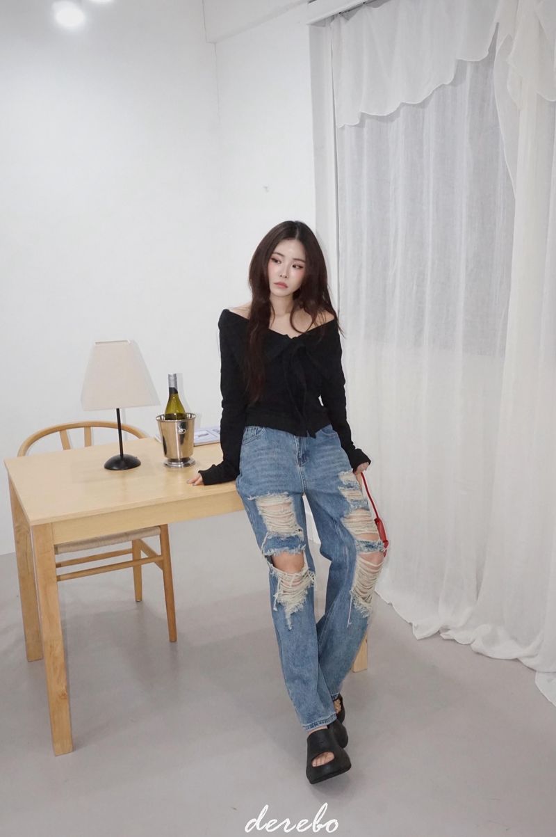 Vintage open wide denim pants