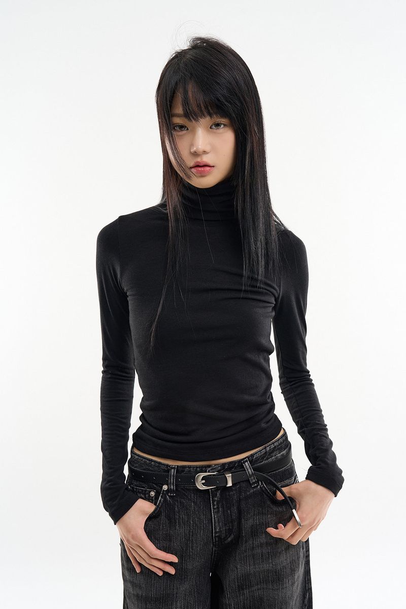 Youth basic fleece turtle-neck T-shirt
