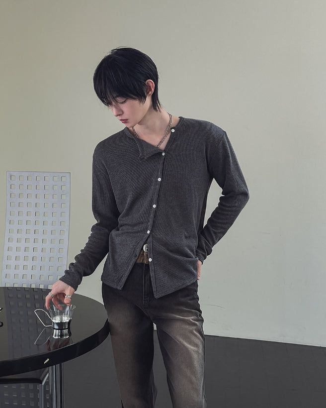 Root Diagonal Button Muscle Fit Cardigan
