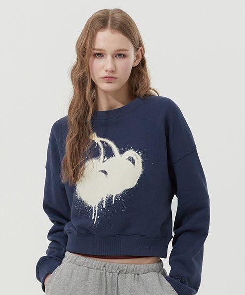 KIRSH（キルシー）の「MELTING CHERRY PRINTED CROP SWEATSHIRT [NAVY]（Tops）」
