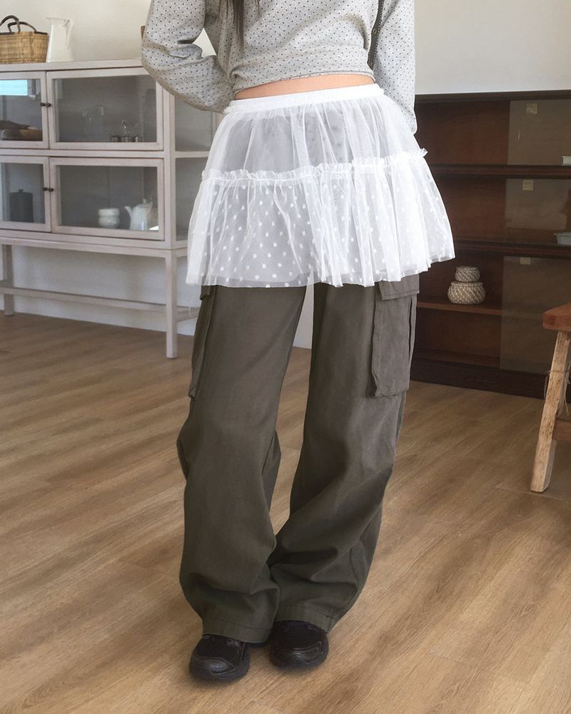 Biso See-through dot layered skirt