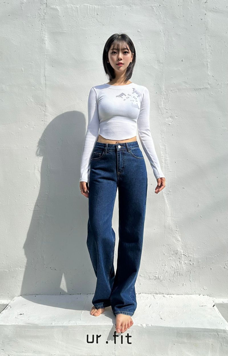 SEMI WIDE DARK BLUE DENIM PANTS code 18306