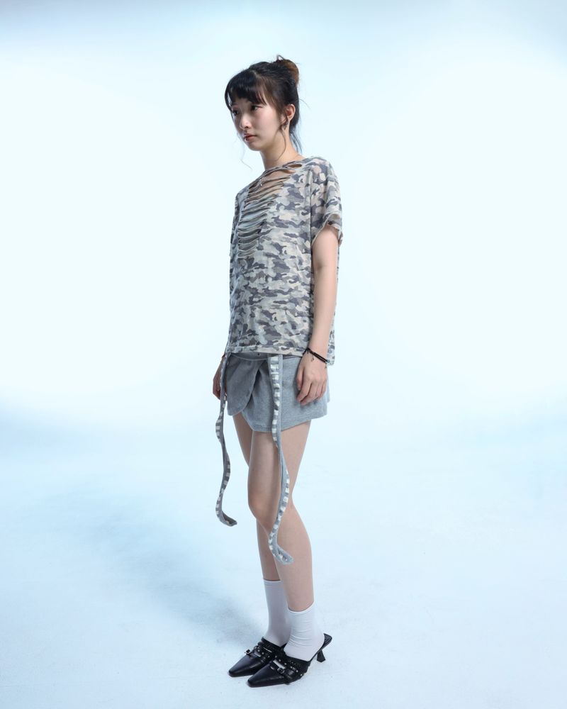 Camo Slash Eyelet Tee