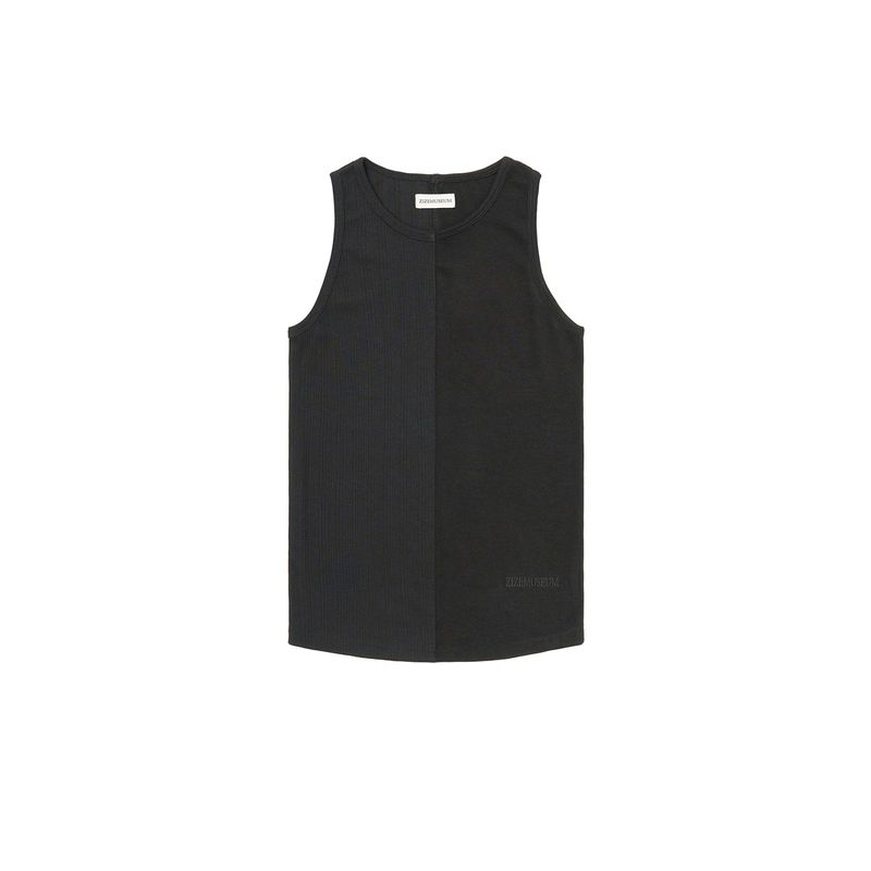 UNBALANCE SLEEVELESS TOP (BLACK)