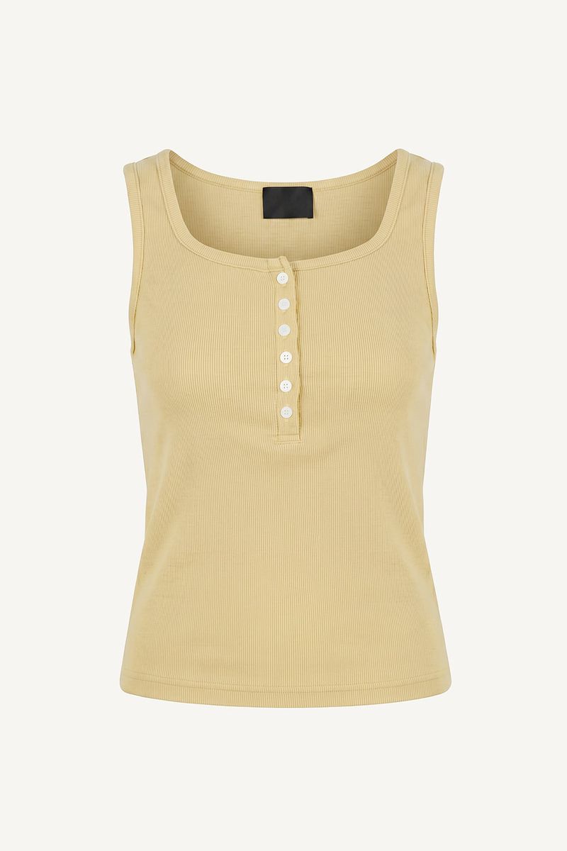 Button ribbed sleeveless