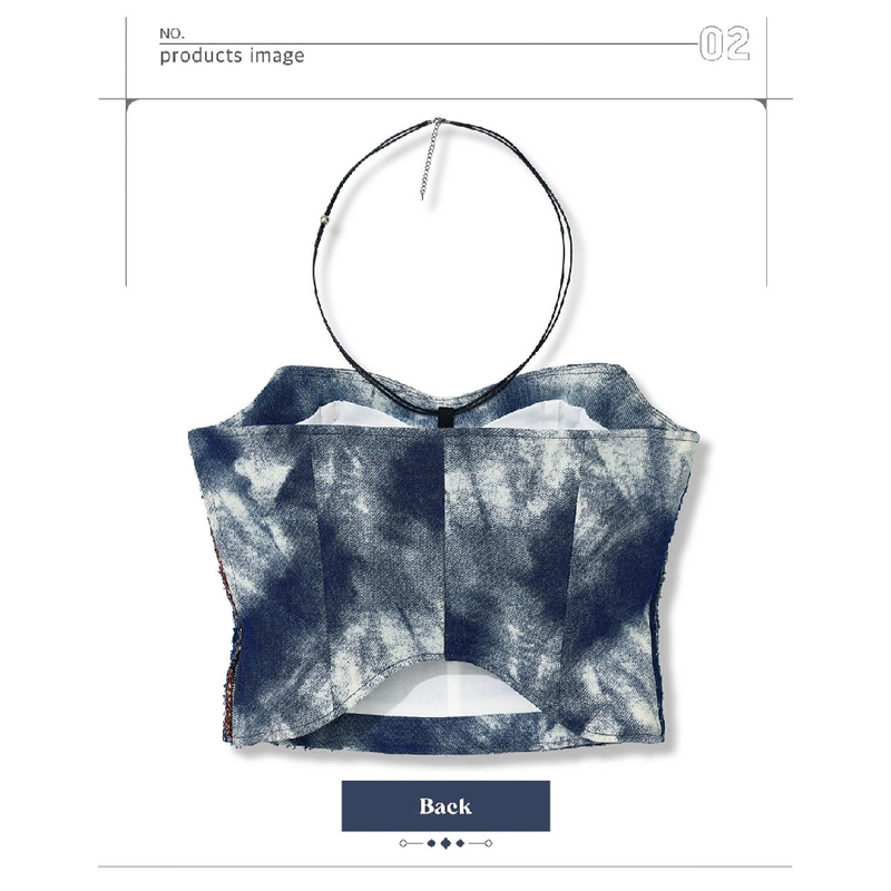 DENIM CORSET TUBE TOP_DEEP BLUE