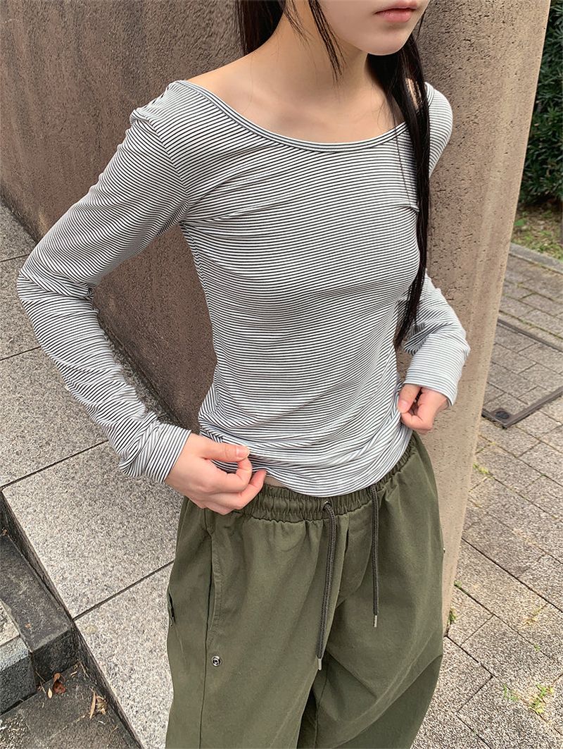 JAZZ THE ORDER(ジャズ ザ オーダー)の「PIN STRIPE WIDE NECK LONG SLEEVE (3C)(Tops)」