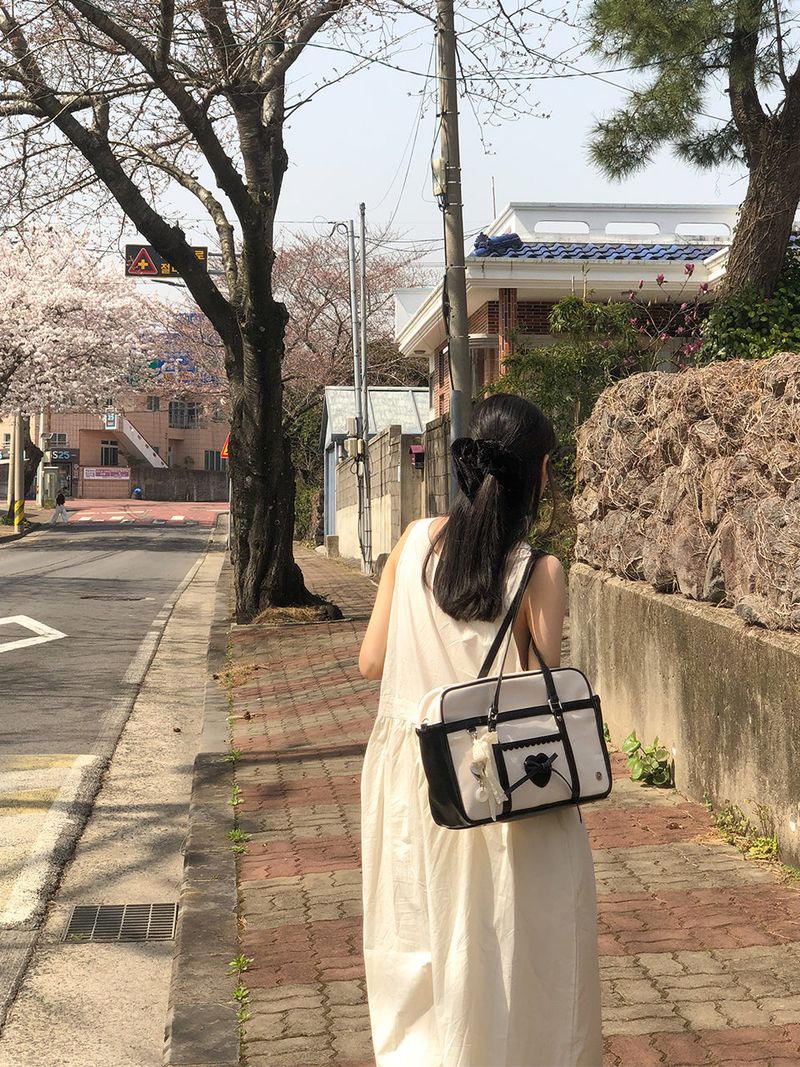 Classic ribbon school bag_canvas black
