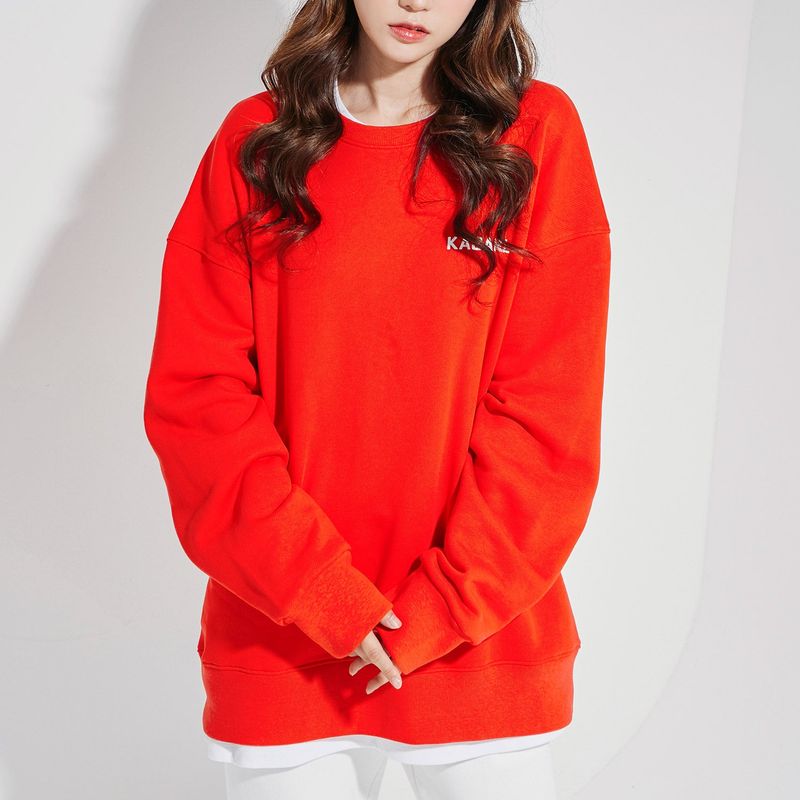 Oversize Back Line Sweat shirt Red