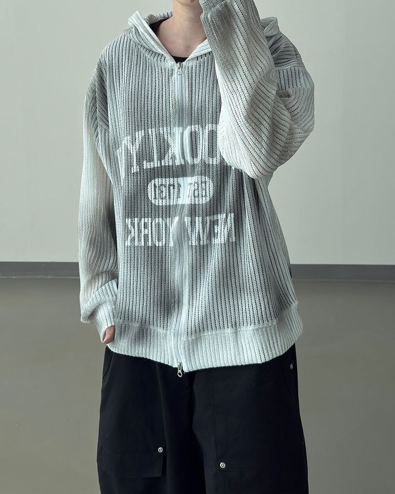 Rukle Mesh Dirty Hooded Zip-Up