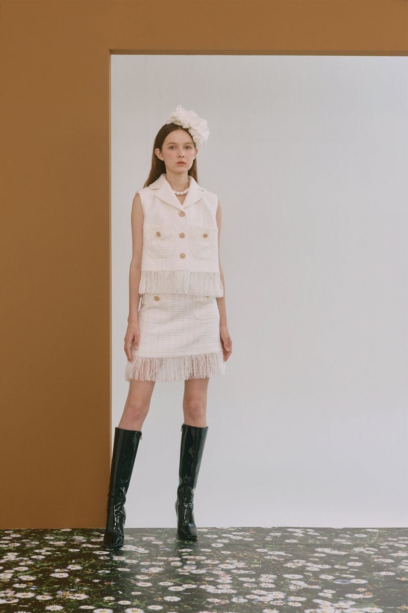 Tweed fringe vest