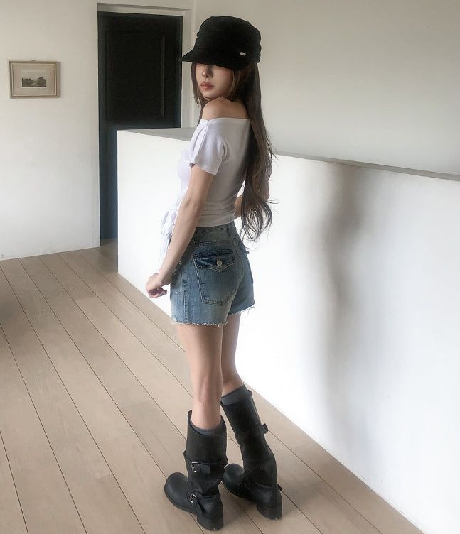 Perry Back Pocket Short Denim Shorts