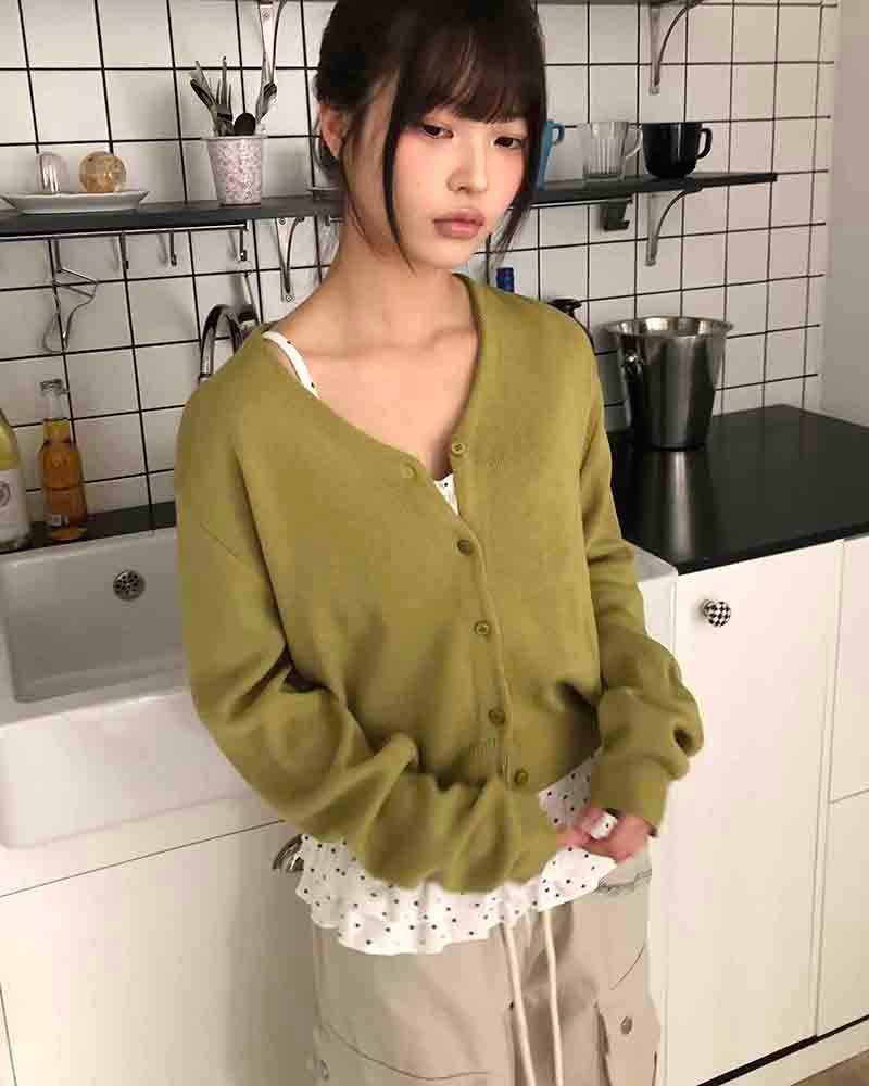 Hunin Basic V-Neck Knit Cardigan