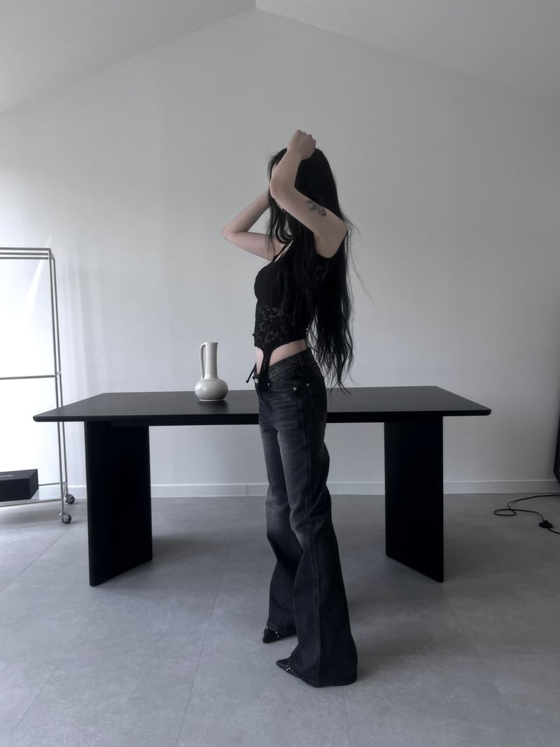 washed slub bootcut denim (2color)