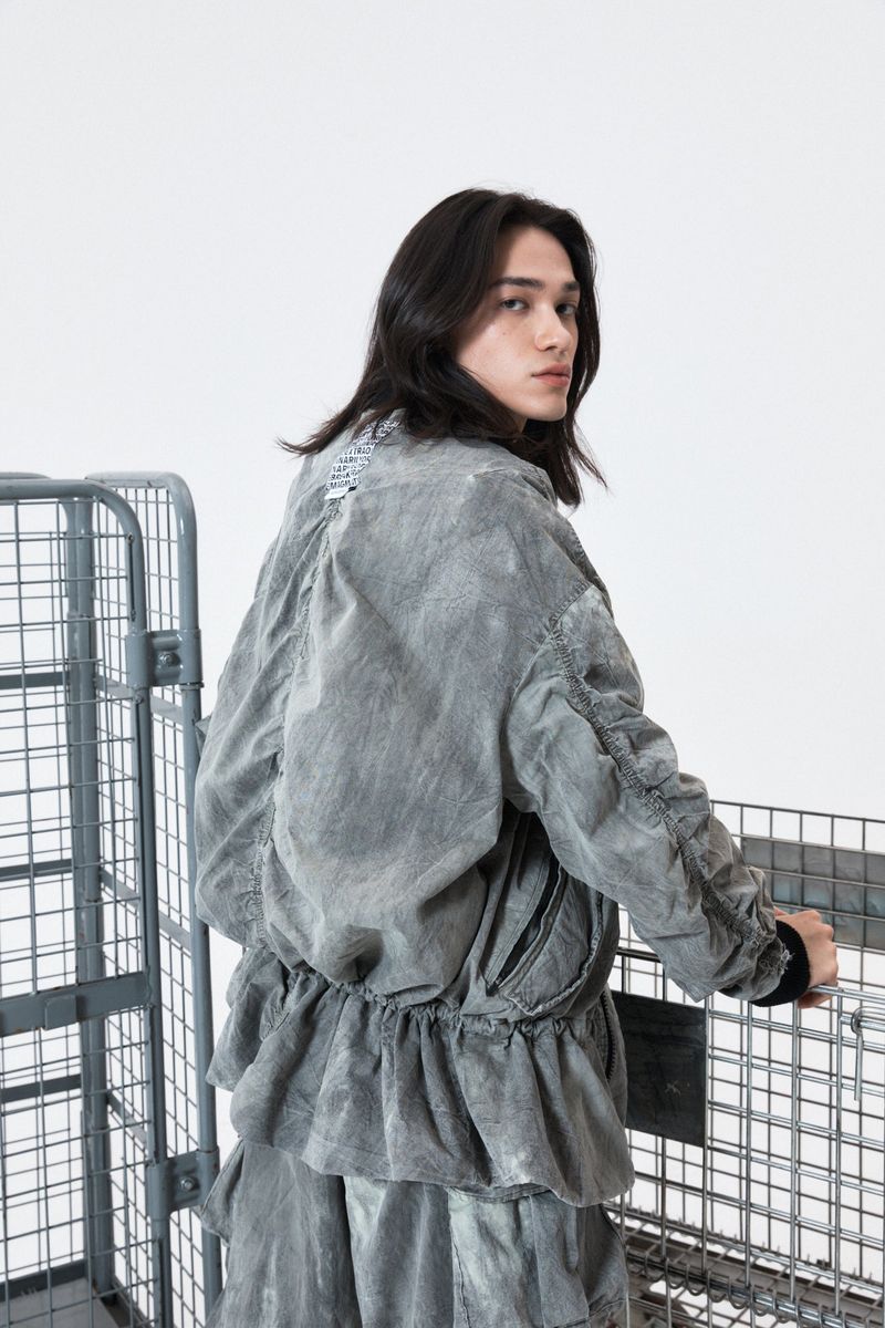 Tie Dye Shirring MA-1 Jumper (GRAY)