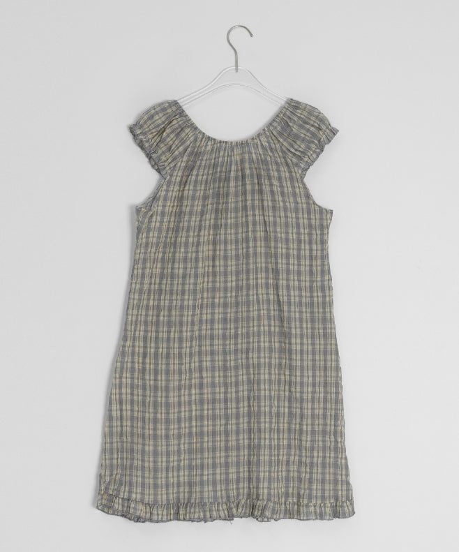Use Check Puff Shirring Layered One Piece