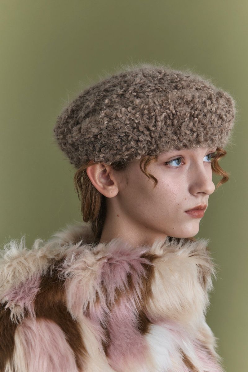 INES BERET IN COCOA TERRY