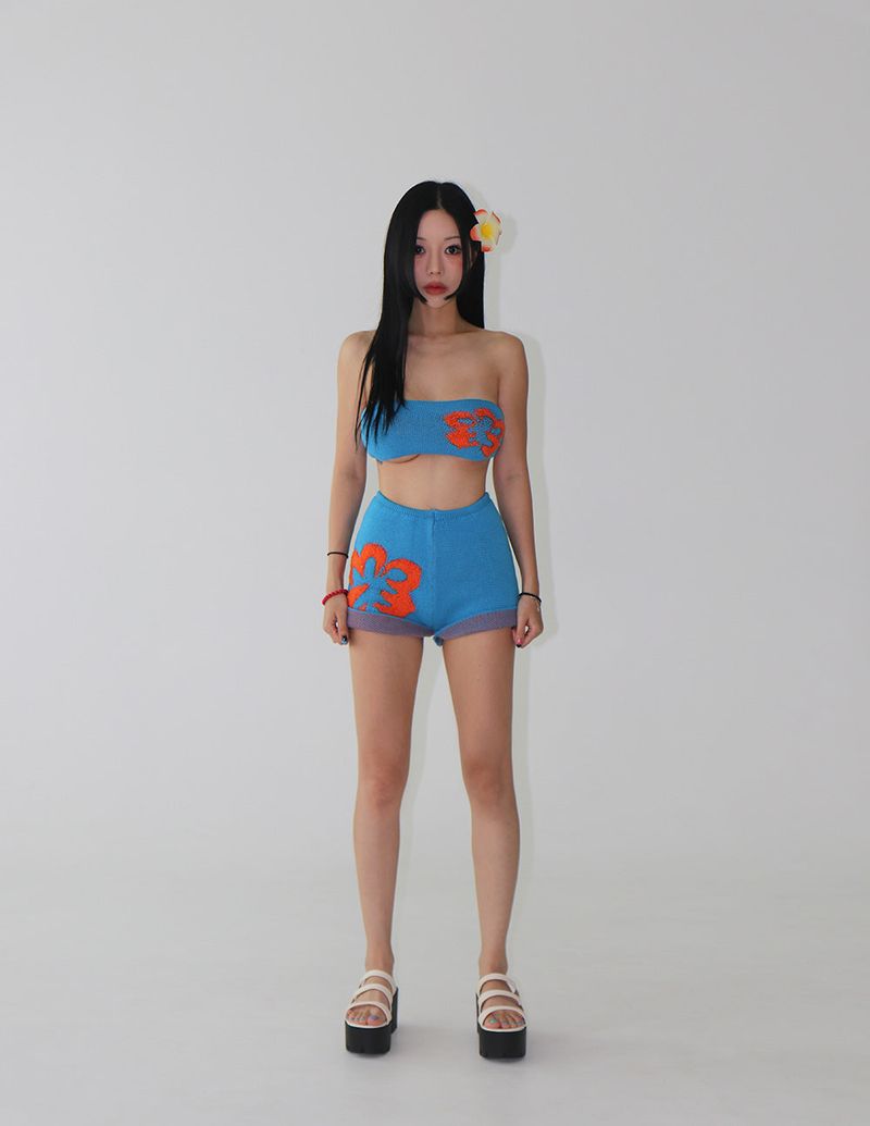 Flower knit bikini swimwear