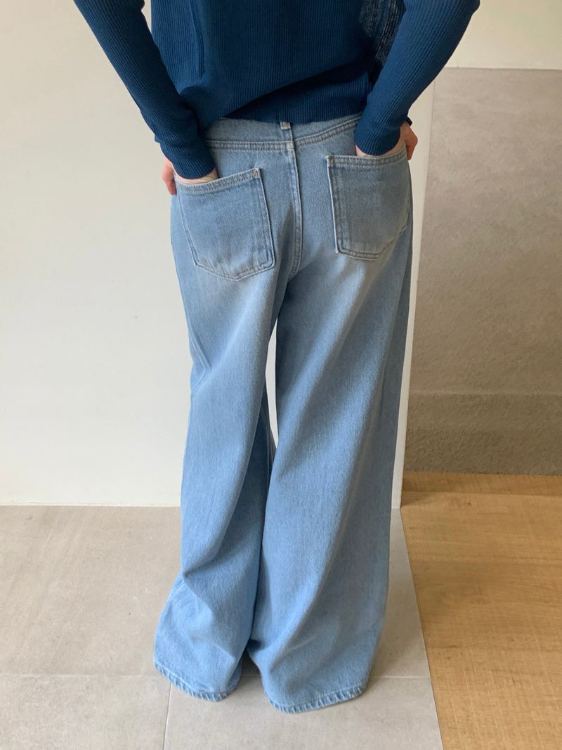 [ORIGINAL] Melted Pintuck Denim Wide Pants