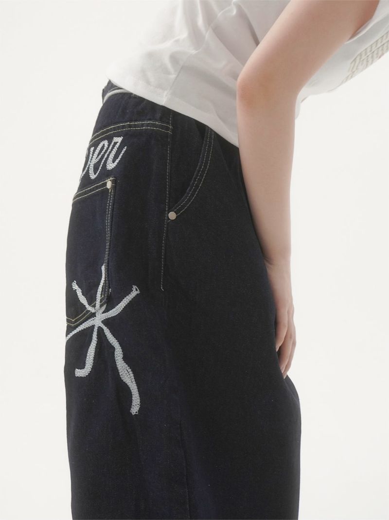 Pellid handle bermuda denim pants -1C