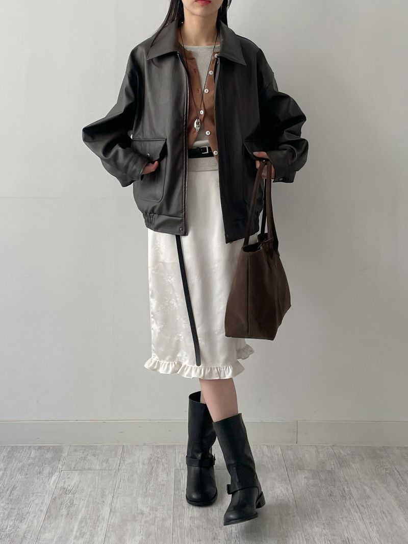 Jacquard satin midi skirt